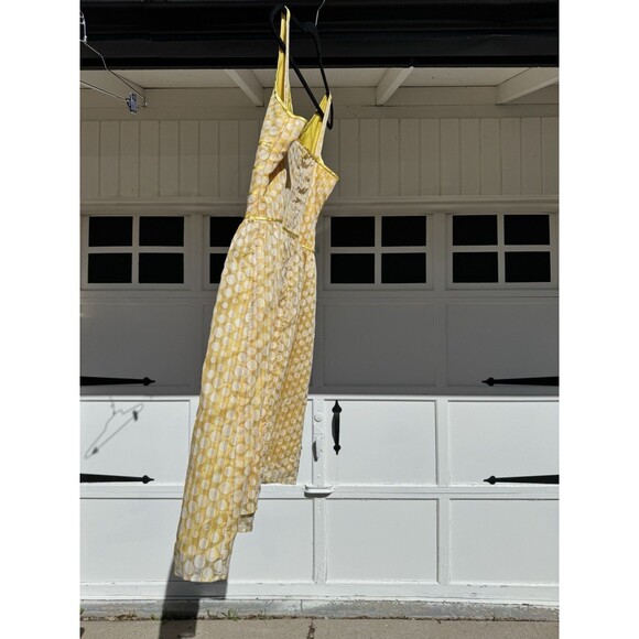 Vintage Robbie Bee Fit and Flare Polka Dot Yellow & White Midi Dress Zipper Sz14 - Picture 10 of 12